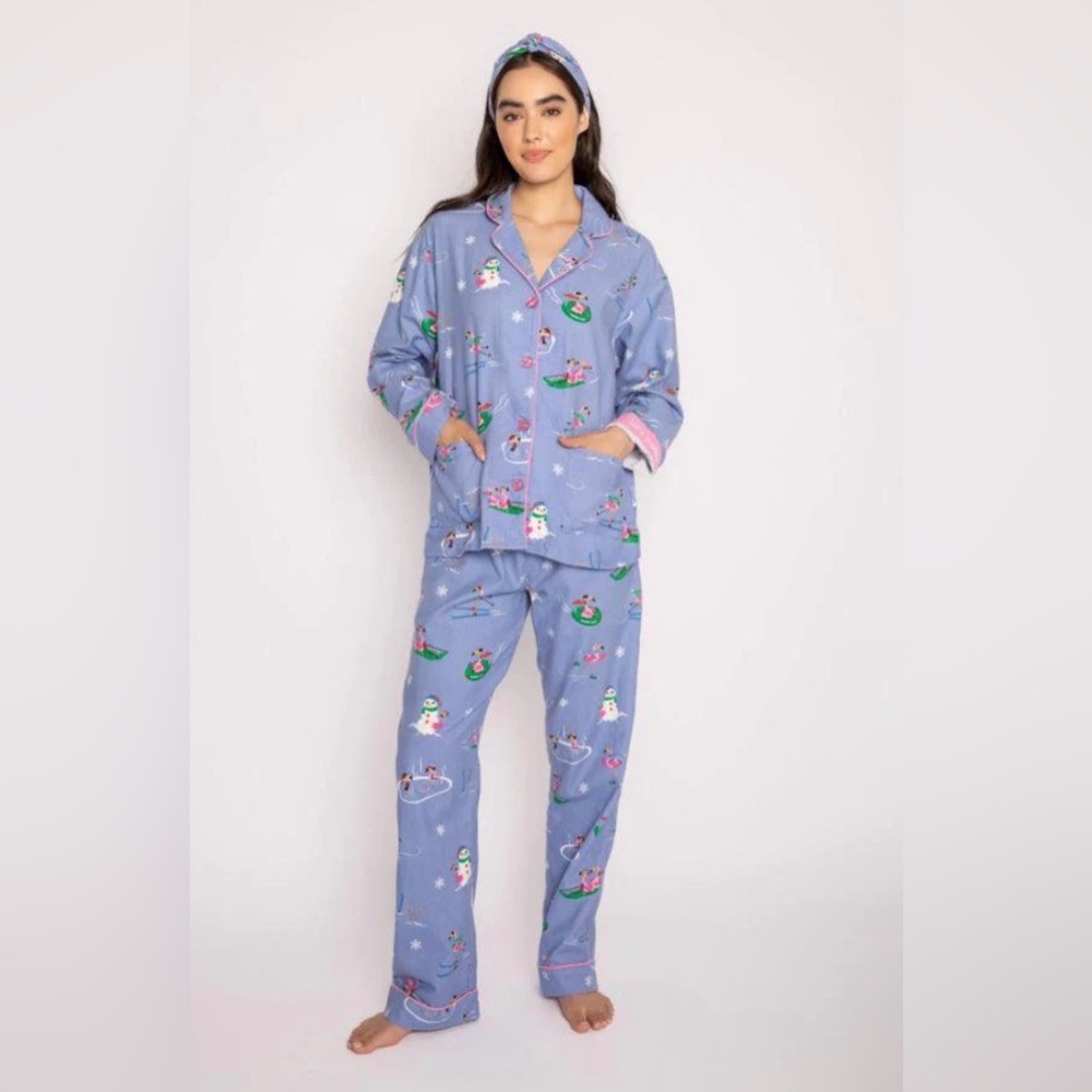 PJ Salvage Periwinkle Flamingos Flannel PJ Set - Picture 2 of 12